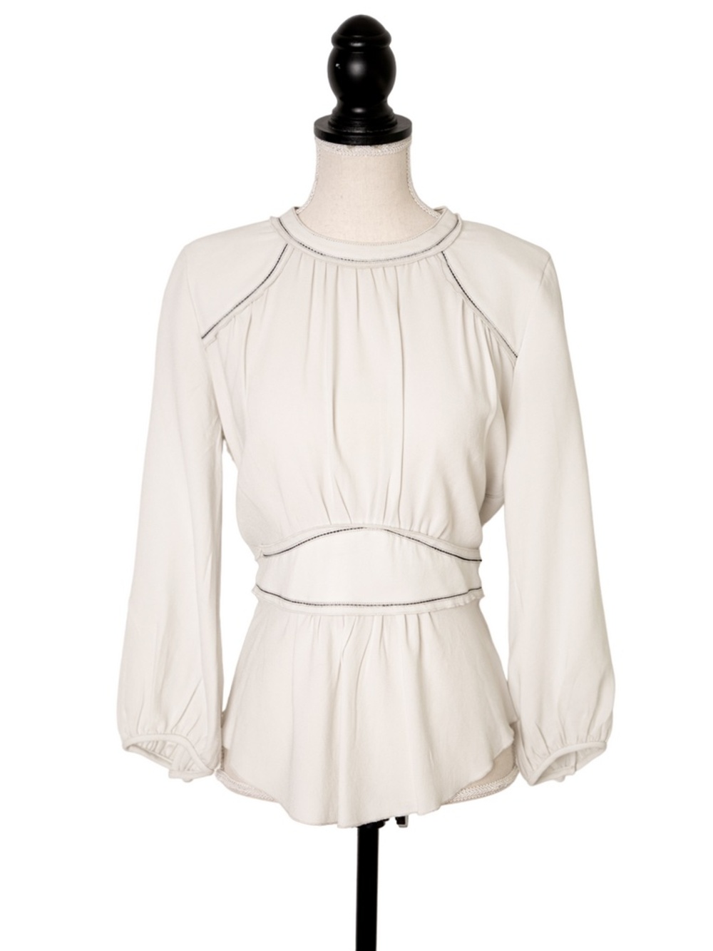 Isabel Marant Cream Peplum Blouse Black Contrast Stitching